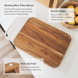 Acacia Cutting Board with Nesting Rice Fiber Chopping Board (15 x 11 in)
