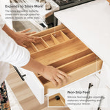 Bamboo Drawer Organizer for Utensils & Junk (Expands 10.5-19in)