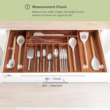 Acacia Drawer Organizer for Silverware & Utensils (Expands 19-33in)
