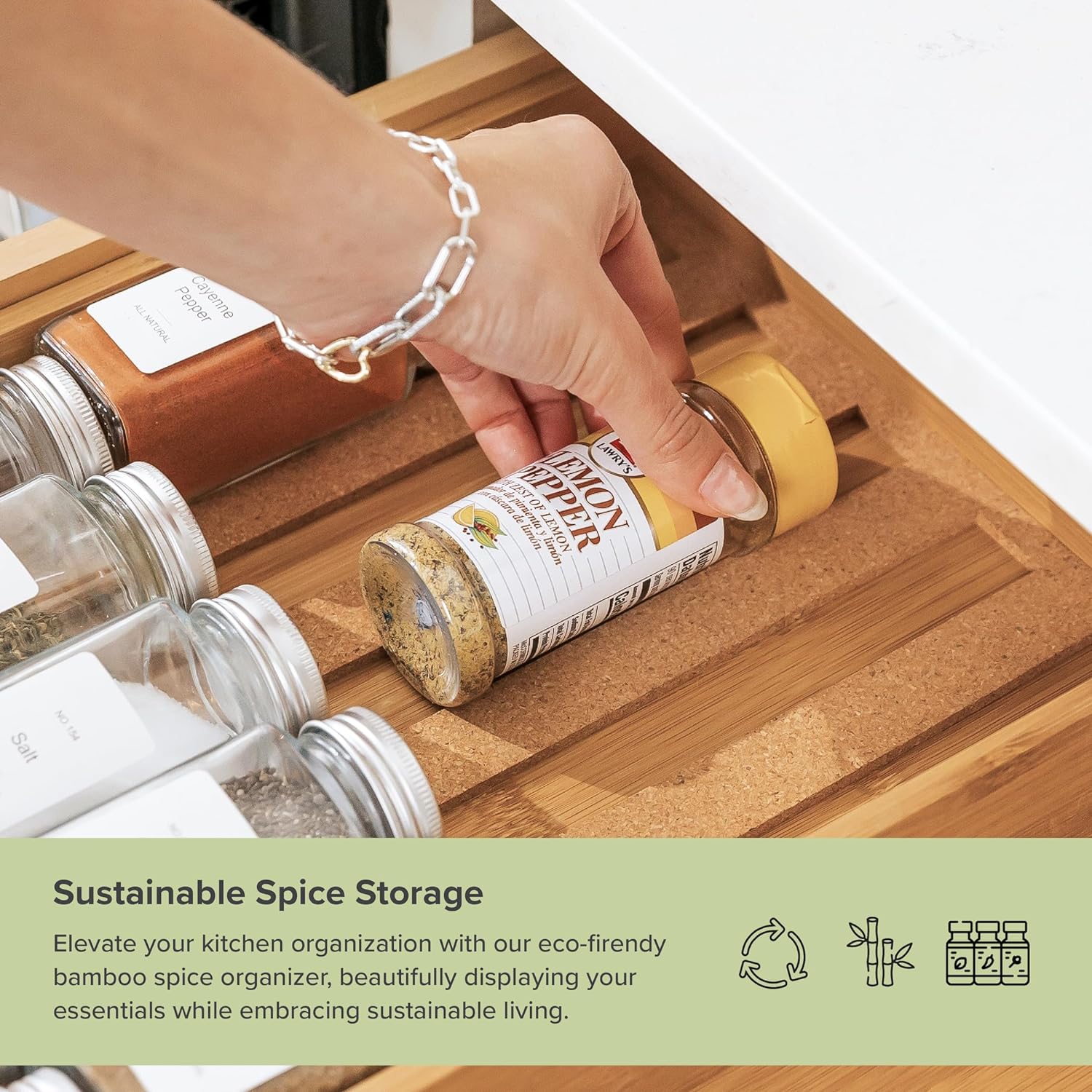 Bamboo Spice Drawer Organizer (Expands to in) – KitchenEdge