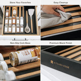 Bamboo Spice Drawer Organizer Black Finish (Expands 10.5 to 18.5 in)