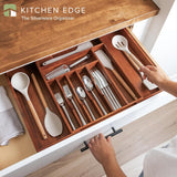Acacia Drawer Organizer for Silverware & Utensils (Expands 14.75-25in)