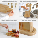 Long Charcuterie Board with Handle - Natural Bamboo