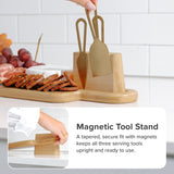 Long Charcuterie Board with Handle - Natural Bamboo