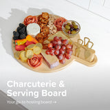 Circle Charcuterie Board with Handle - Natural Bamboo