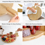 Circle Charcuterie Board with Handle - Natural Bamboo