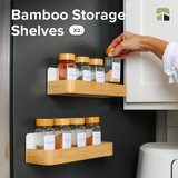 Magnetic Shelf Set - Natural Bamboo & White Metal