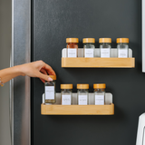 Magnetic Shelf Set - Natural Bamboo & White Metal