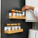 Magnetic Shelf Set - Natural Bamboo & White Metal