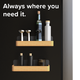 Magnetic Shelf Set - Natural Bamboo & Black Metal