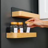 Magnetic Shelf Set - Natural Bamboo & Black Metal
