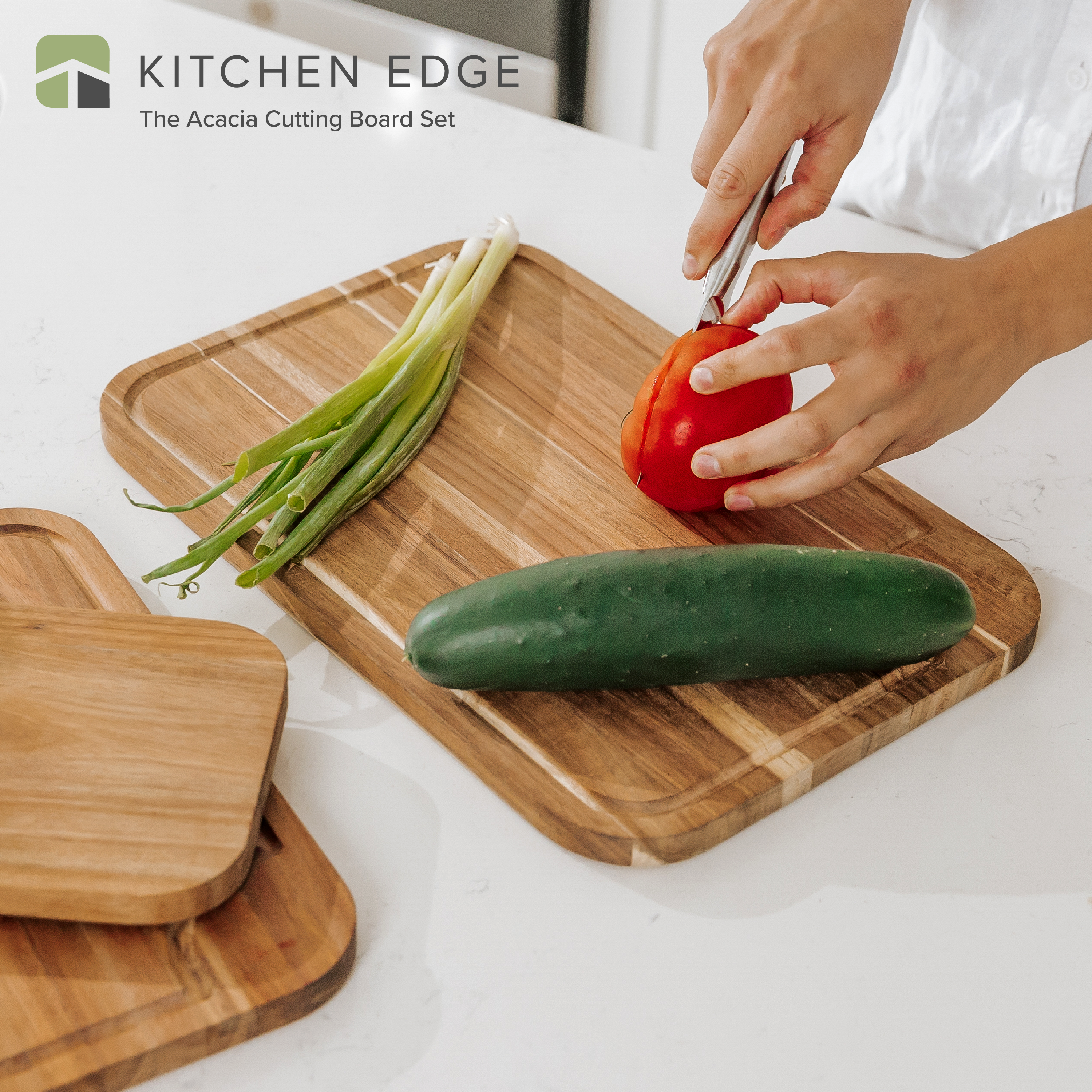 Gourmet Edge Kitchen Bamboo Cutting Board Set (3 Piece)