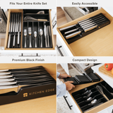 Knife Block Drawer Organizer - Black Bamboo