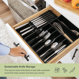 Knife Block Drawer Organizer - Black Bamboo