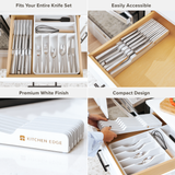 Knife Block Drawer Organizer - White Bamboo