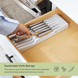 Knife Block Drawer Organizer - White Bamboo