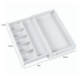Bamboo Drawer Organizer for Utensils & Junk - White Finish (Expands 10.5-19in)