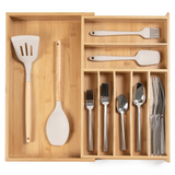 Bamboo Drawer Organizer for Silverware & Utensils (Expands 10.5-19in)