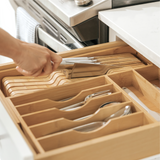 Bamboo Drawer Organizer for Silverware & Utensils (Expands 10.5-19in)