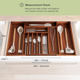 Acacia Drawer Organizer for Silverware & Utensils (Expands 16-28in)
