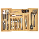 Bamboo Drawer Organizer for Silverware & Utensils (Expands 16-28in)
