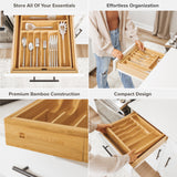 Bamboo Drawer Organizer for Silverware & Utensils (Expands 14.75-25in)