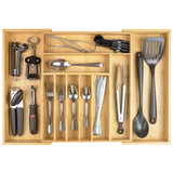 Bamboo Drawer Organizer for Silverware & Utensils (Expands 14.75-25in)